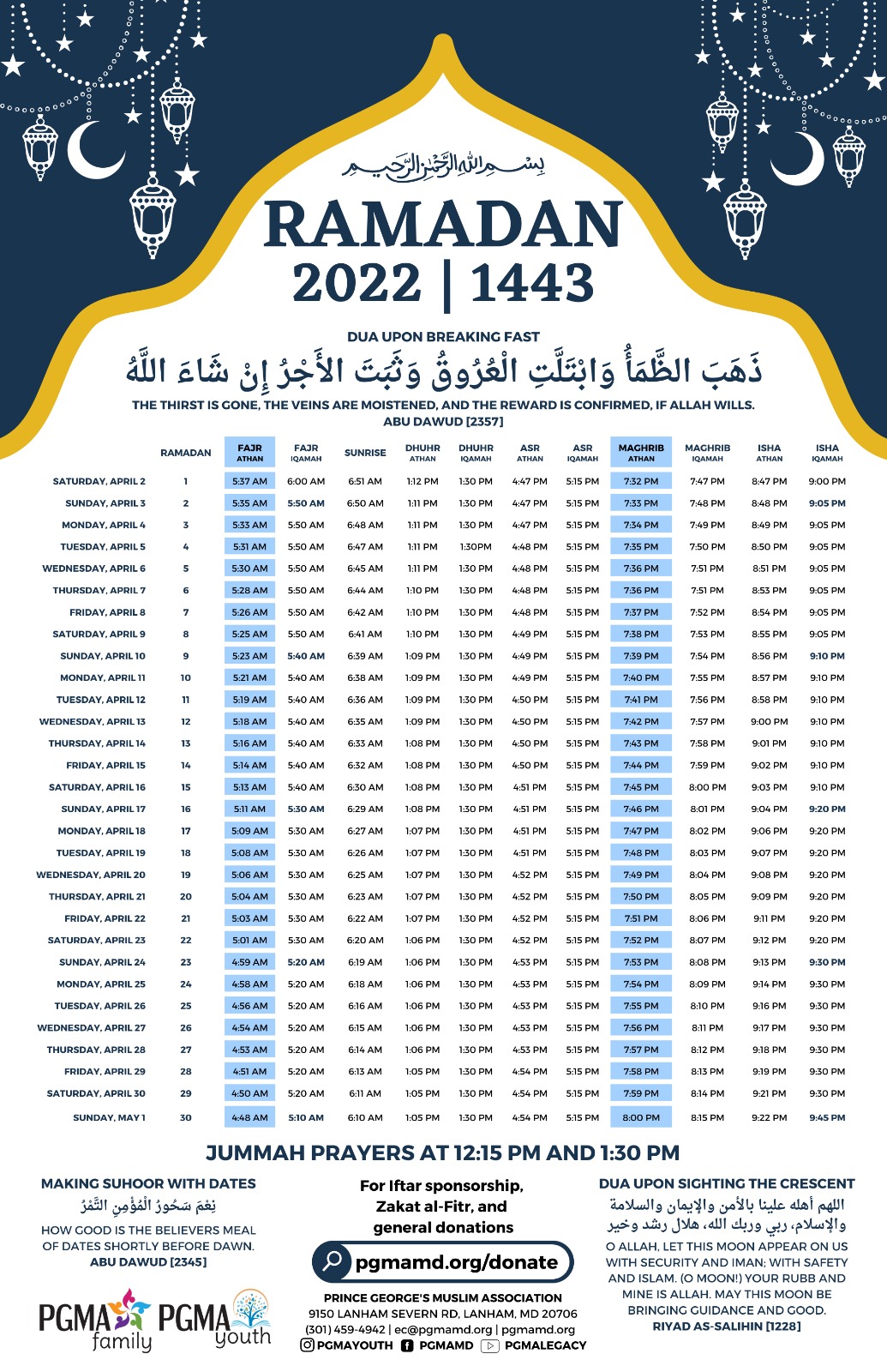 Ramadan Halaqah Schedule PGMA